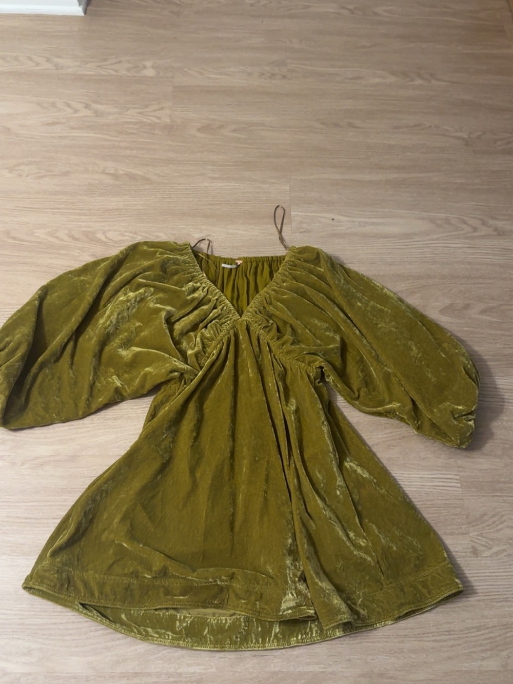 Free People Olive Green Velvet Peasant Tunic